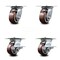 Service Caster 4 Inch Polyurethane Swivel Caster Set with Roller Bearings 2 Brakes SCC SCC-35S420-PPUR-2-SLB-2 - alternate 3